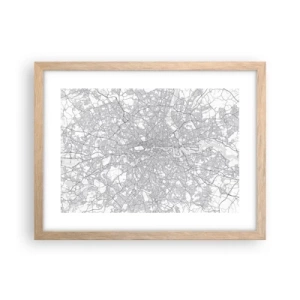 Poster in light oak frame - Map of London Maze - 40x30 cm