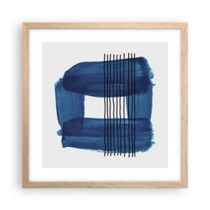 Poster in light oak frame - Blue and Black Composition - 40x40 cm