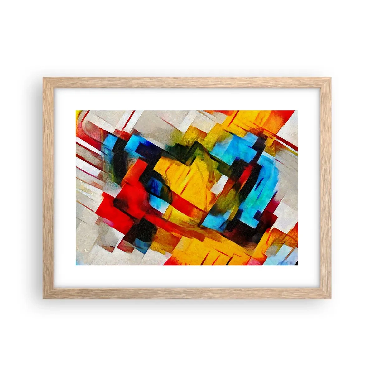 Poster in light oak frame - Colourful Quilt - 40x30 cm