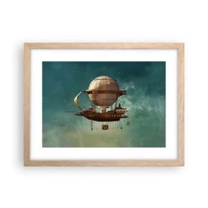 Poster in light oak frame - Greetings from Jules Verne - 40x30 cm
