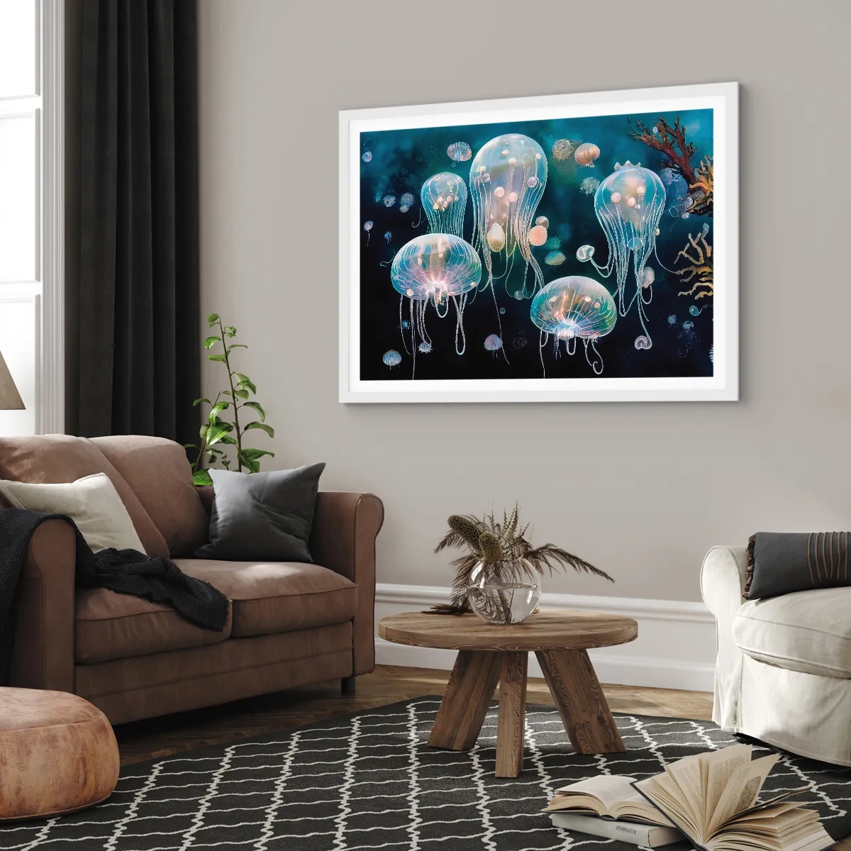 Poster in white frmae - Underwater Ball - 91x61 cm