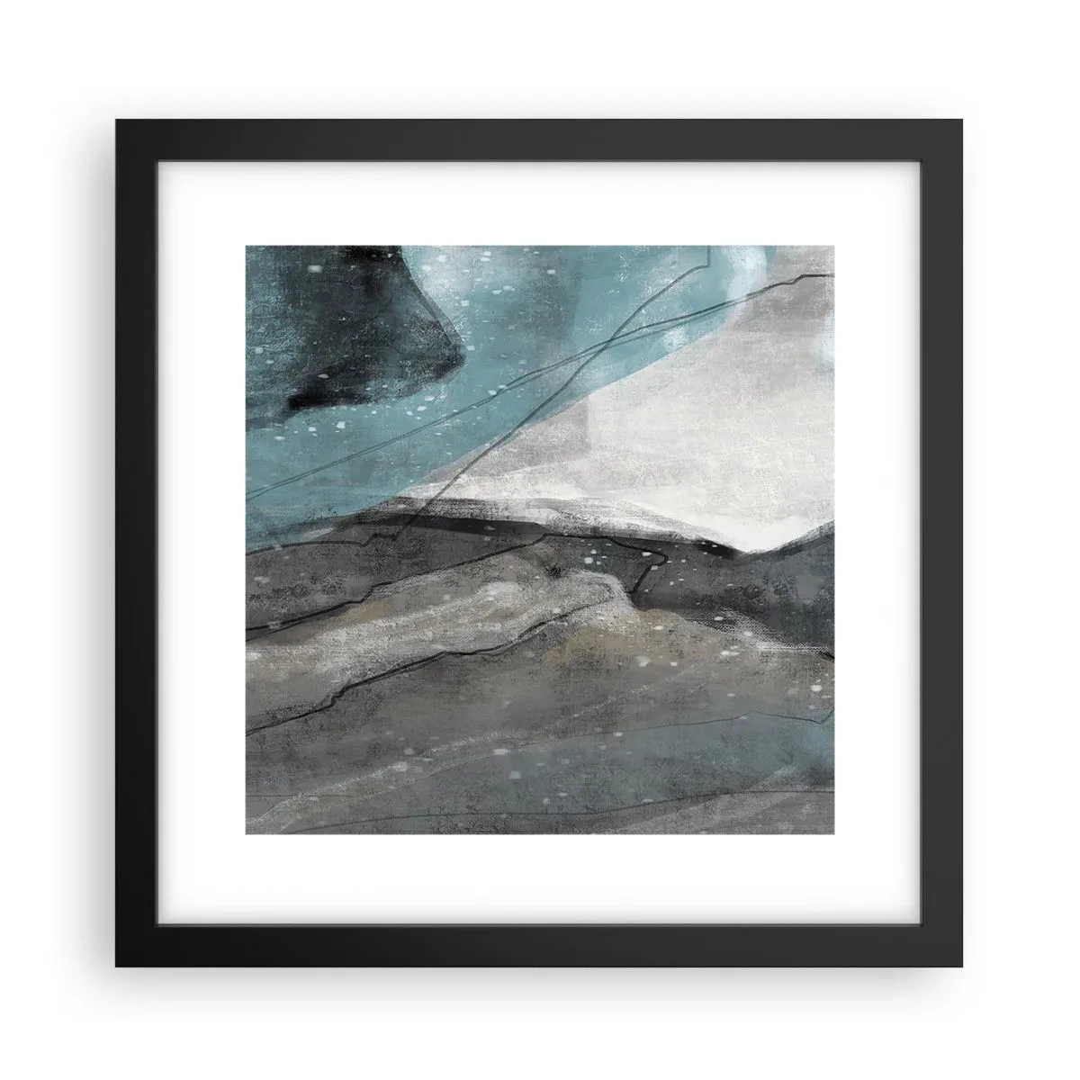 Poster in black frame - Abstract: Rocks and Ice - 30x30 cm
