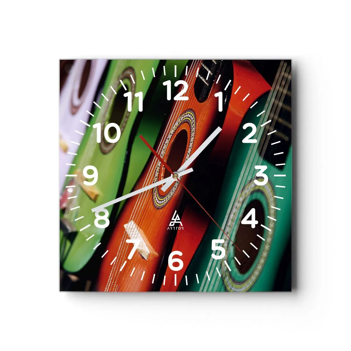 Wall clock - Clock on glass - Guitar Has Many Shades - 40x40 cm