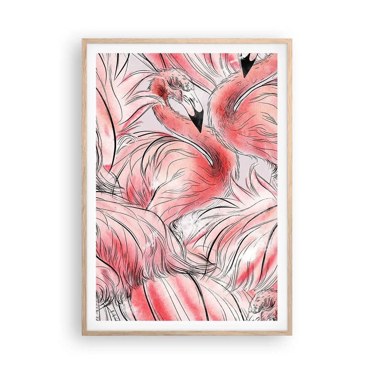 Poster in light oak frame - Bird Corps de Ballet - 70x100 cm
