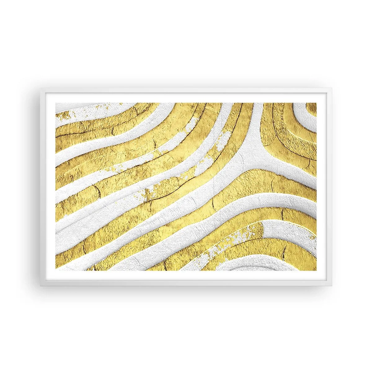 Poster in white frmae - Composition in White and Gold - 91x61 cm
