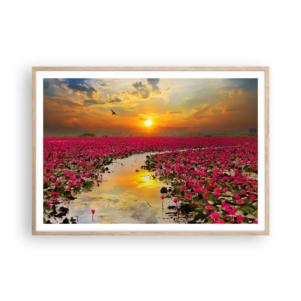 Poster in light oak frame - Secret Life of a Lake - 100x70 cm