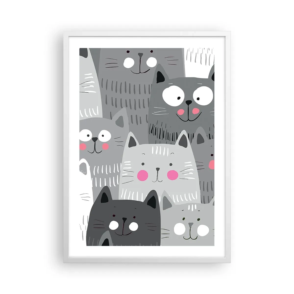 Poster in white frmae - Cat's World - 50x70 cm