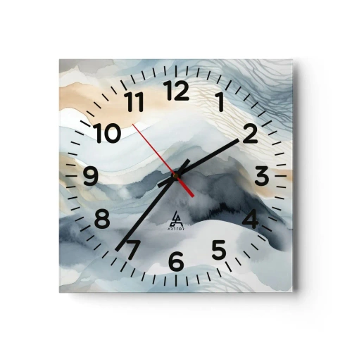 Wall clock - Clock on glass - Snowy and Foggy Abstract - 30x30 cm