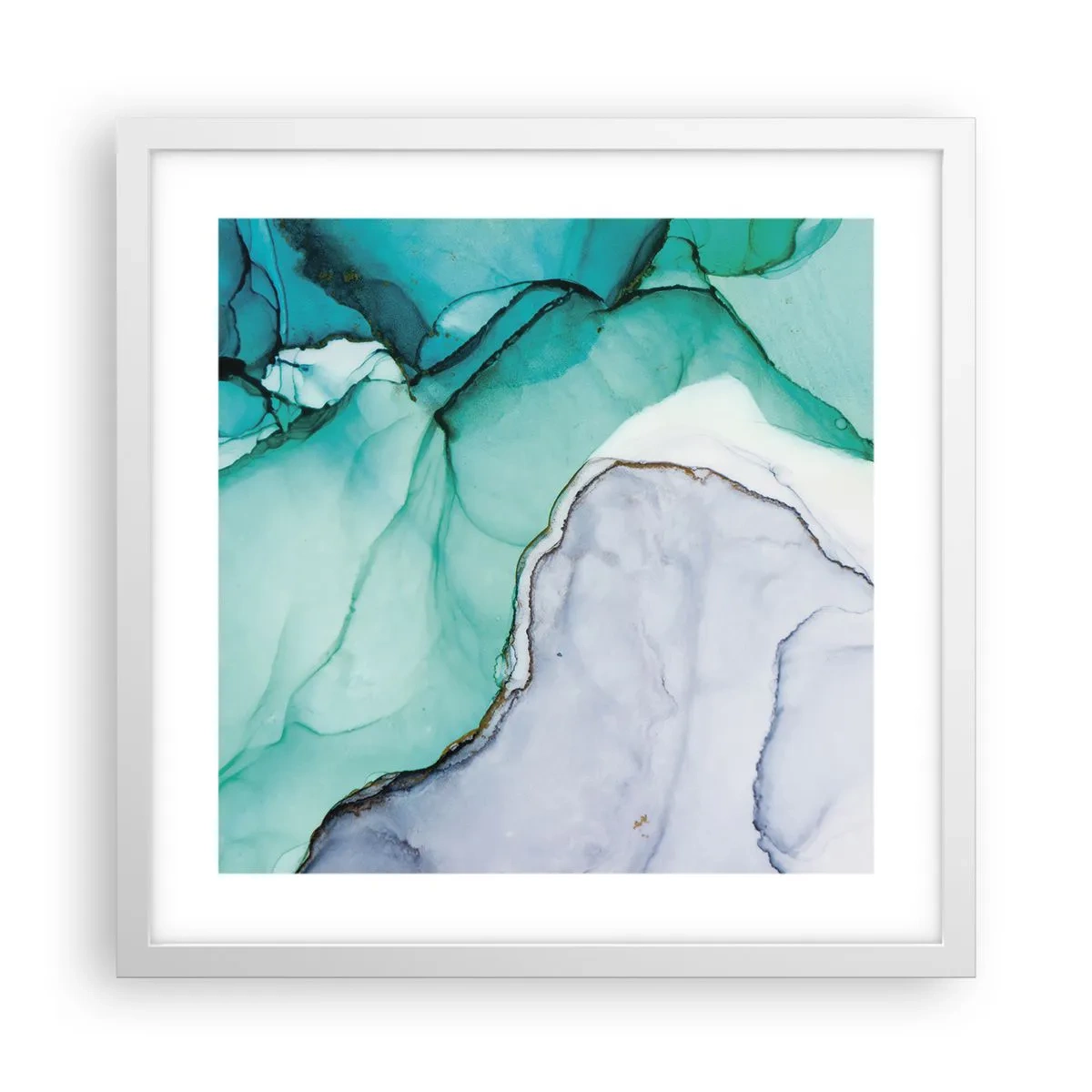 Poster in white frmae - Study in Turquoise - 40x40 cm
