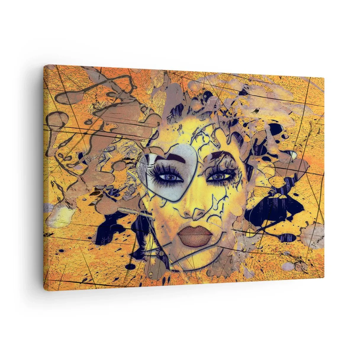 Canvas picture - Abstract portrait of a woman in golden-yellow tones - 70x50cm - Sunny Beauty - Modern wall decoration for the living room and bedroom ARTTOR