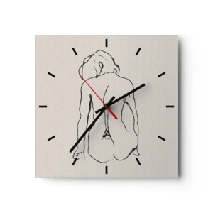 Wall clock - Clock on glass - Woman Nude - 30x30 cm