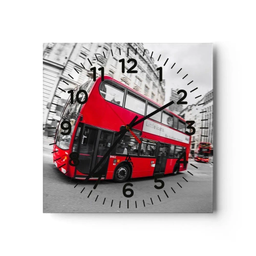 Wall clock - Clock on glass - Traditional London -By Bus - 40x40 cm