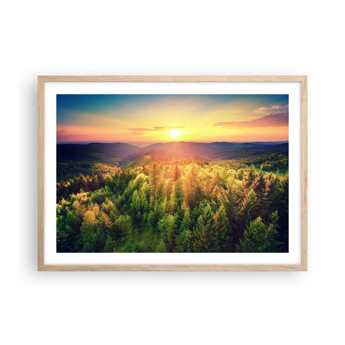 Poster in light oak frame - Peaks and Summits - 70x50 cm