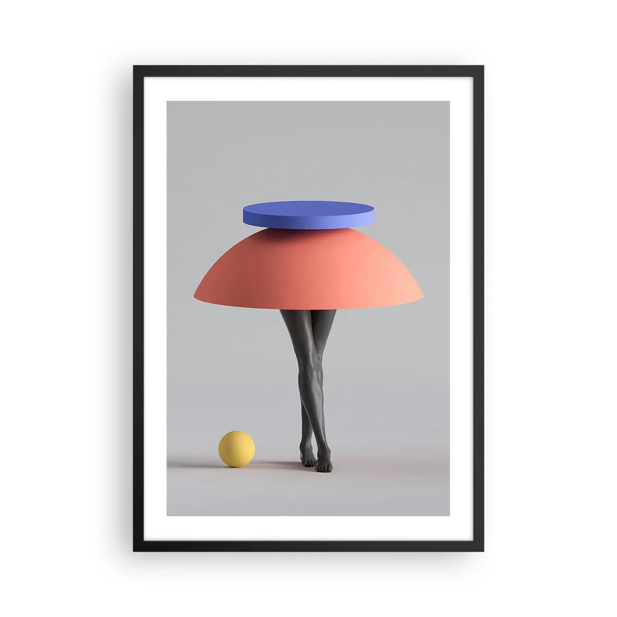 Poster in black frame - Surrealist figure with geometric shapes - 50x70cm - Surrealistic Composition - Modern wall decoration for the living room and bedroom ARTTOR