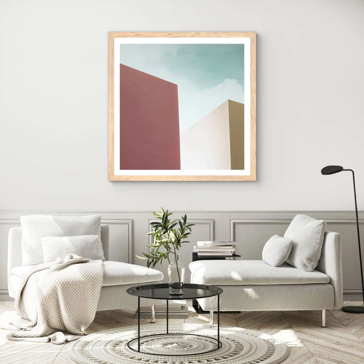 Poster in light oak frame - Geometry of a Sunny summer - 30x30 cm
