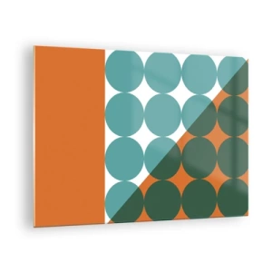 Glass picture - Abstract geometric composition with circles and a triangle - 70x50cm - Upwards and Diagonally - Modern wall decoration for the living room and bedroom ARTTOR