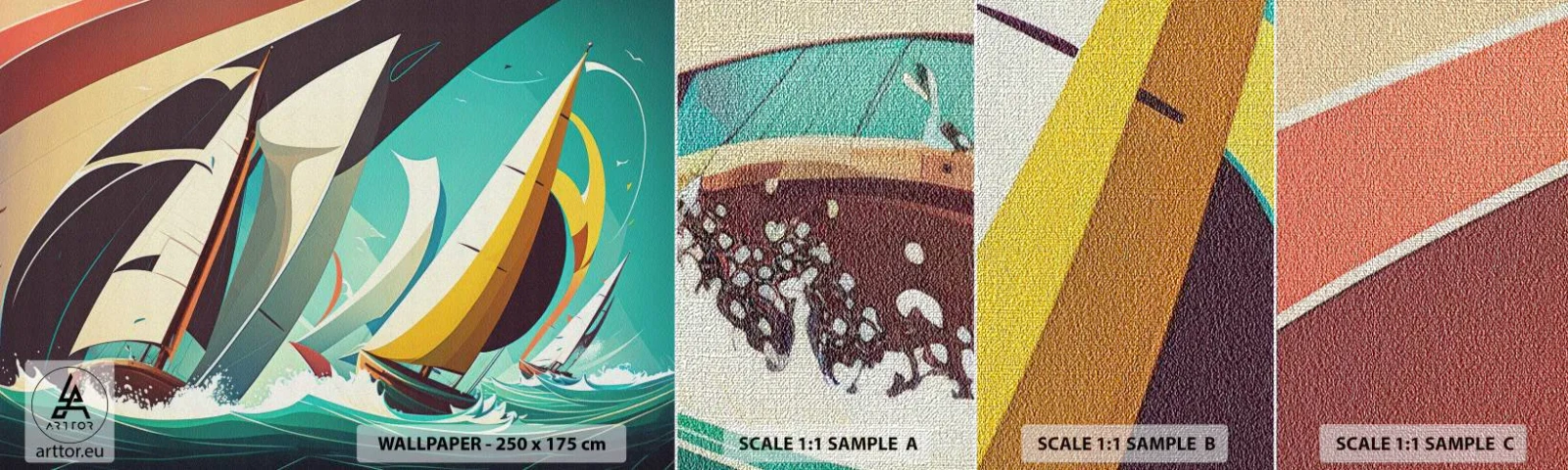 Photo Wallpaper Sample Premium Canvas - Standing Up to Elements - Sailboats, Regatta, Sea - 100x30 cm
