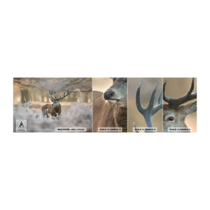 Photo Wallpaper Sample Self-Adhesive Deluxe Sticker - Chilly Morning - Landscape, Deer, Animals - 100x30 cm