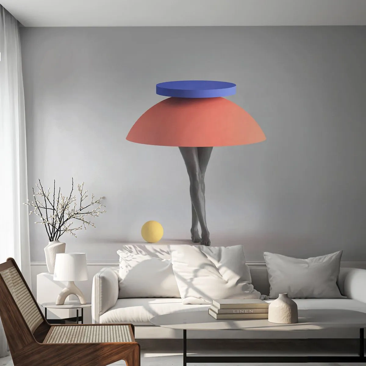 Self-Adhesive Photo Wallpaper Deluxe Sticker - Surrealistic Composition - 3D, Legs, Shapes - 400x280 cm