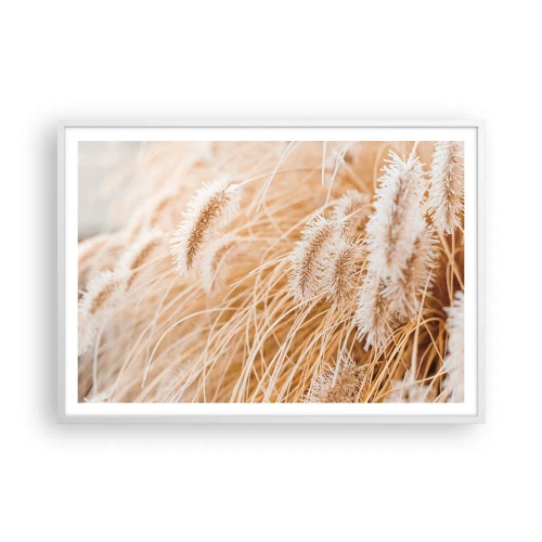 Poster in white frmae - Golden Rustling of Grass - 100x70 cm