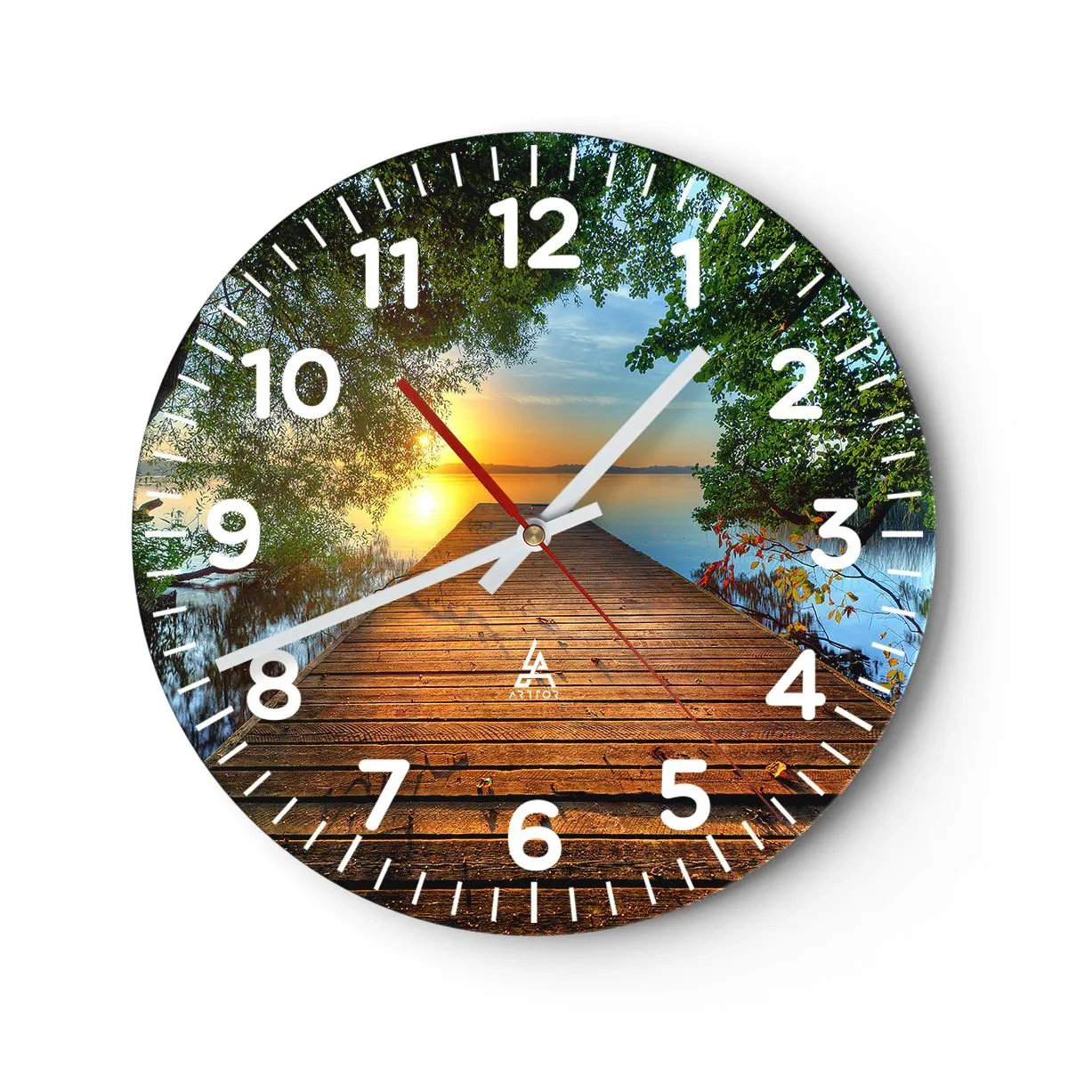 Wall clock - Clock on glass - Don't Hurry, Sit Down - 30x30 cm