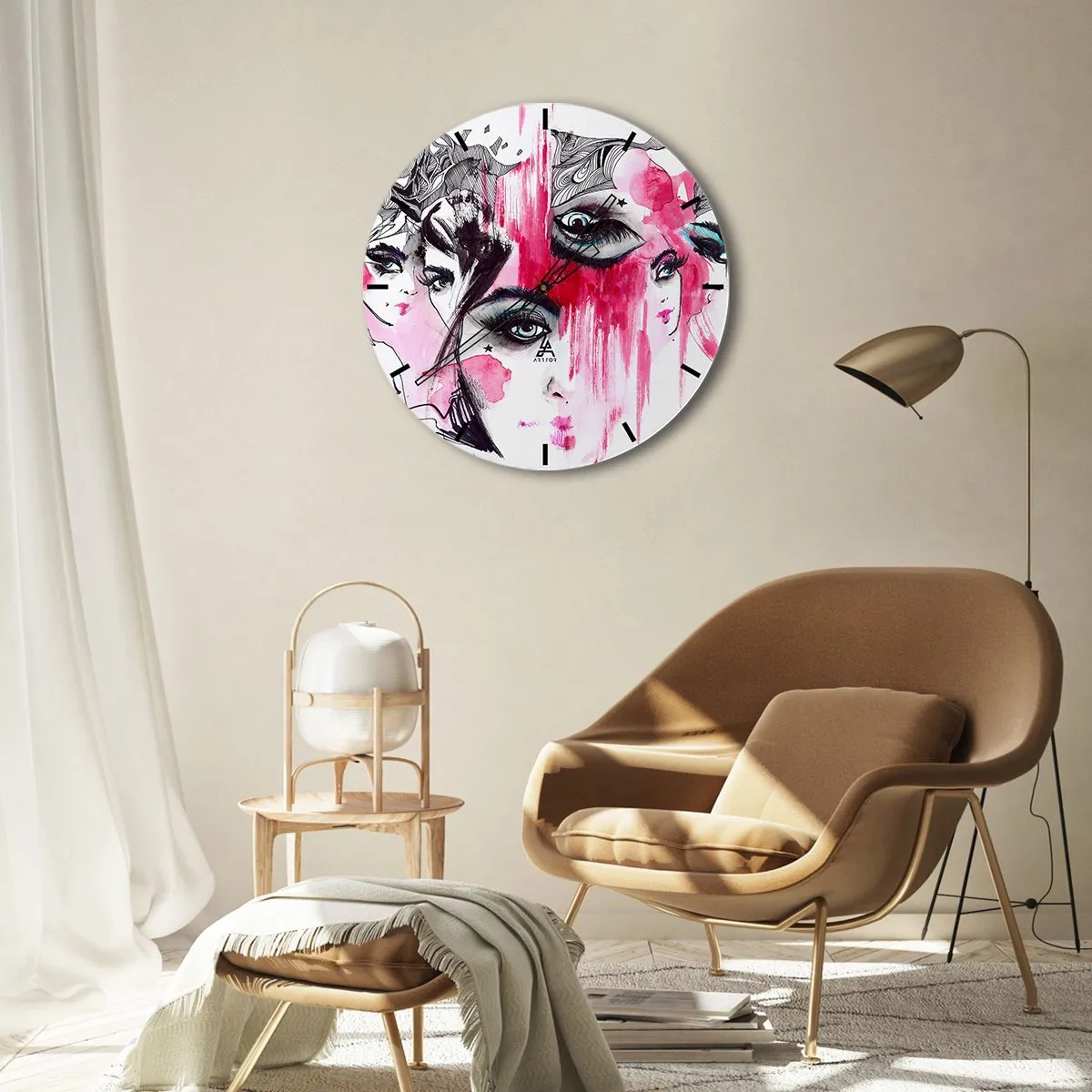 Wall clock - Clock on glass - . - 40x40 cm