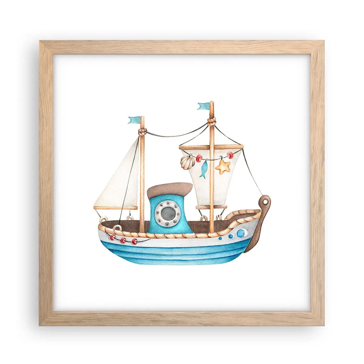 Poster in light oak frame - Ahoy, Adventure! - 30x30 cm