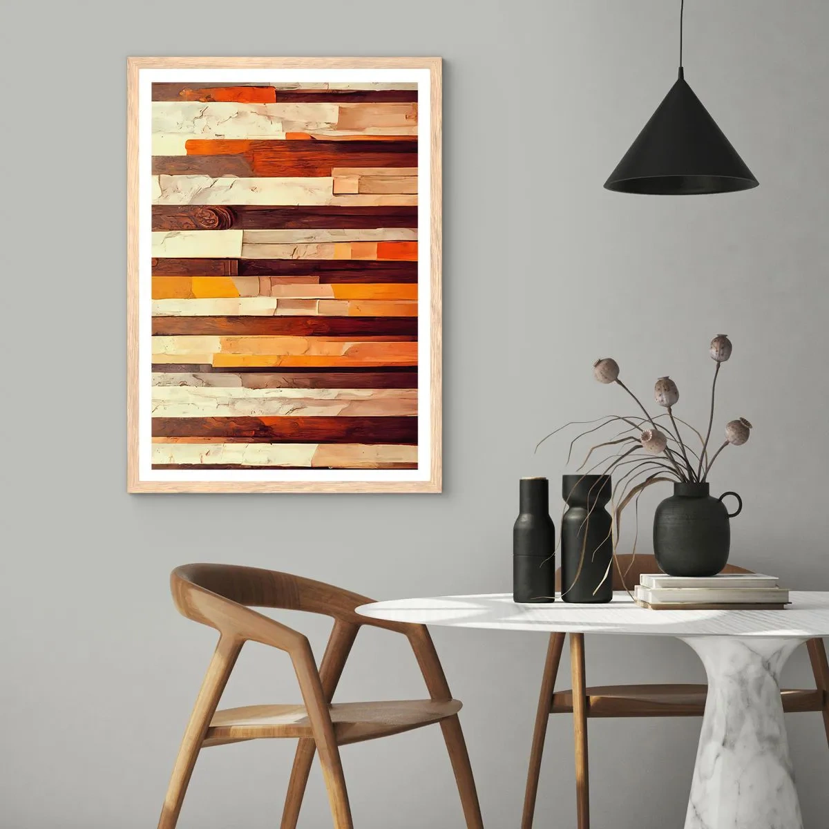 Poster in light oak frame - Anthem of Forest Birds - 70x100 cm