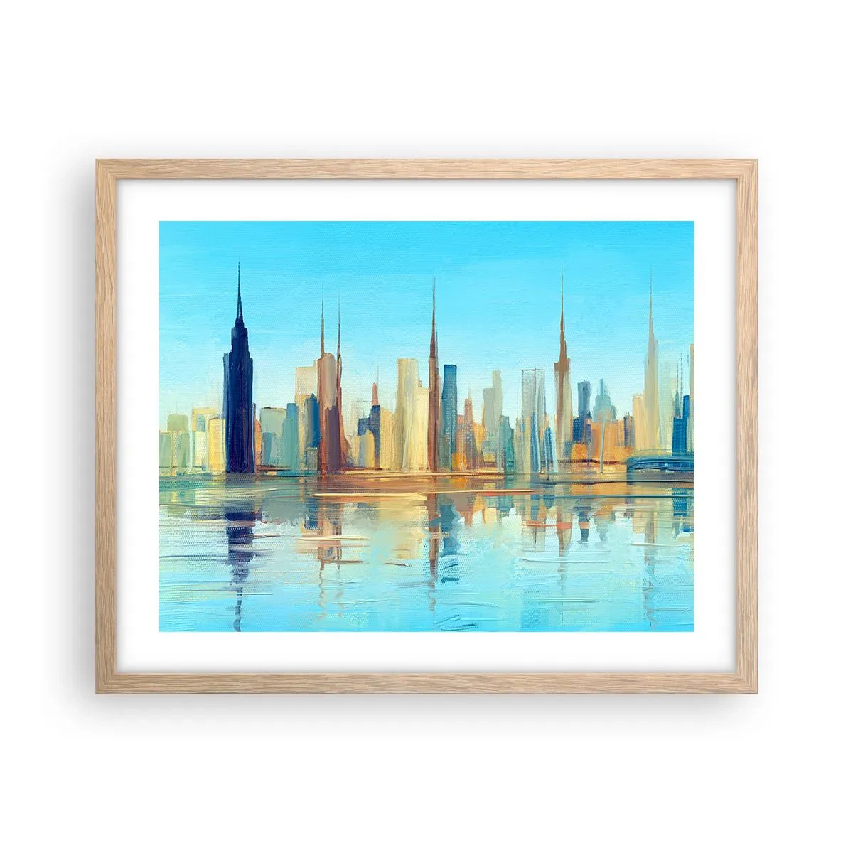 Poster in light oak frame - Sunny Metropolis - 50x40 cm