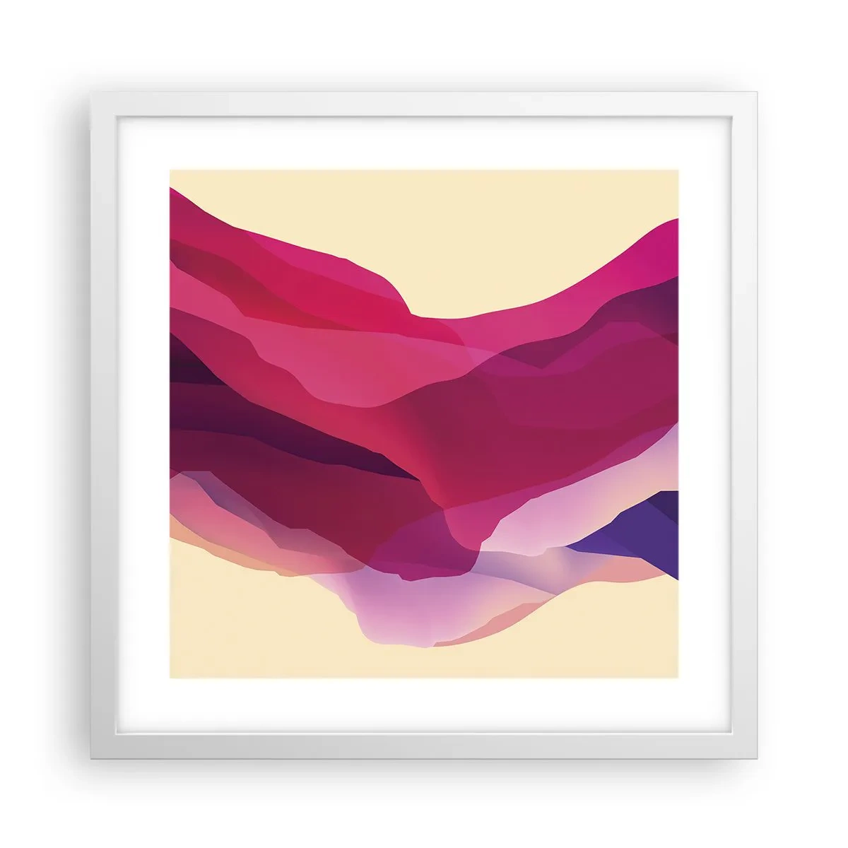Poster in white frmae - Waves of Purple - 40x40 cm