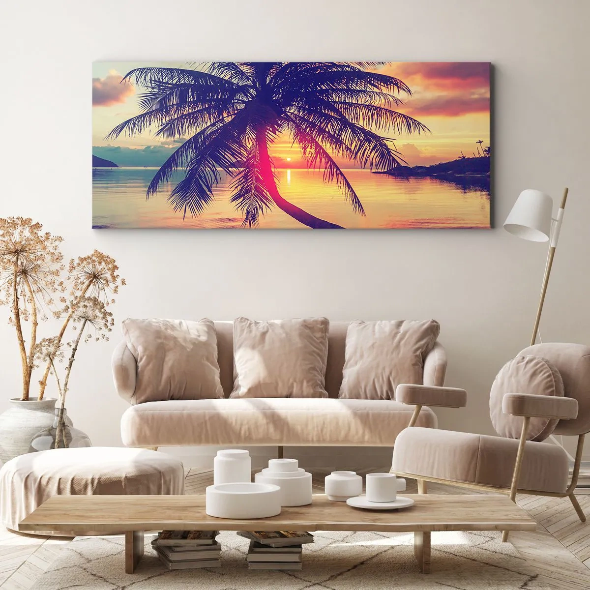 Canvas picture - Evening under the Palm Trees - 120x50 cm