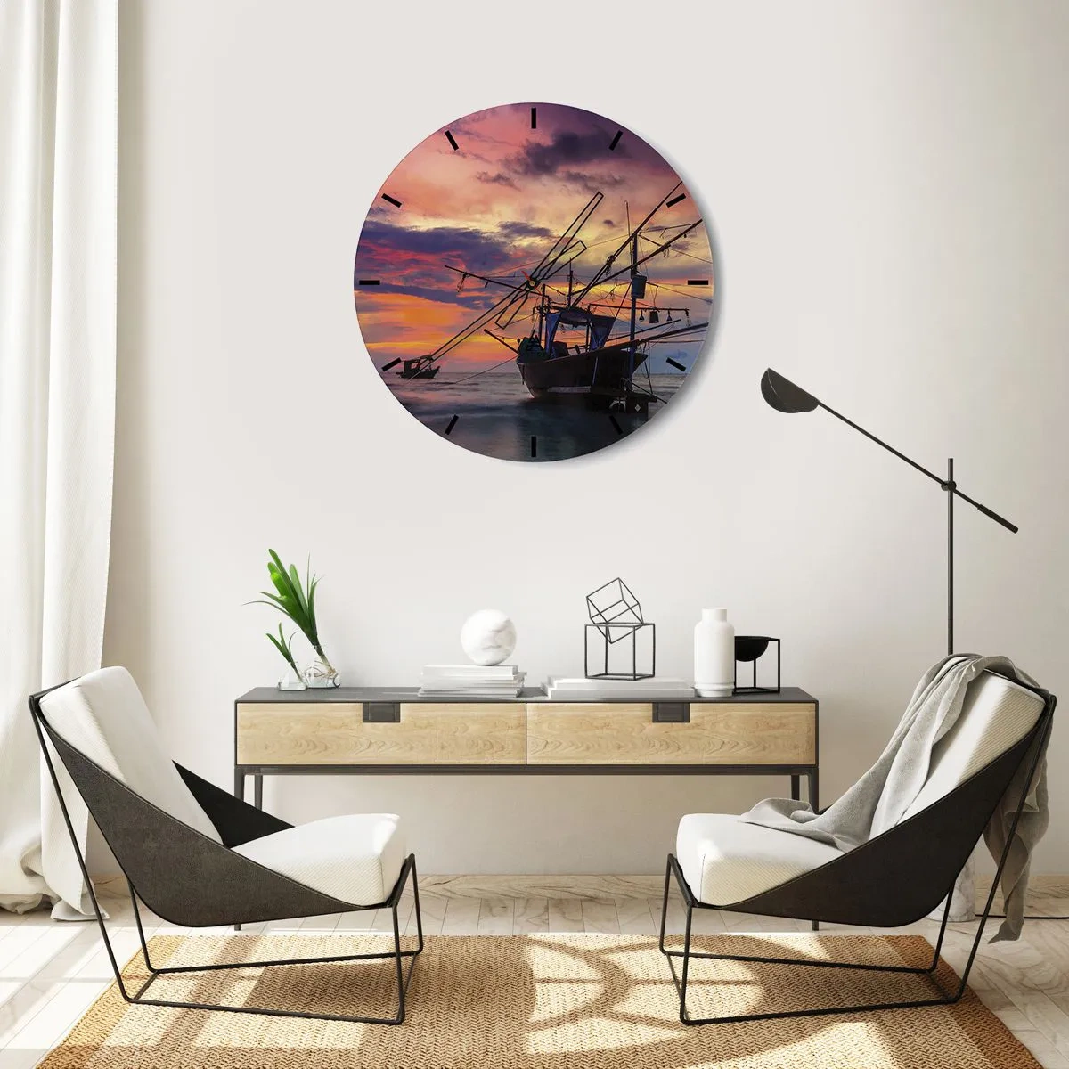 Wall clock - Clock on glass - Exotic Evening - 30x30 cm