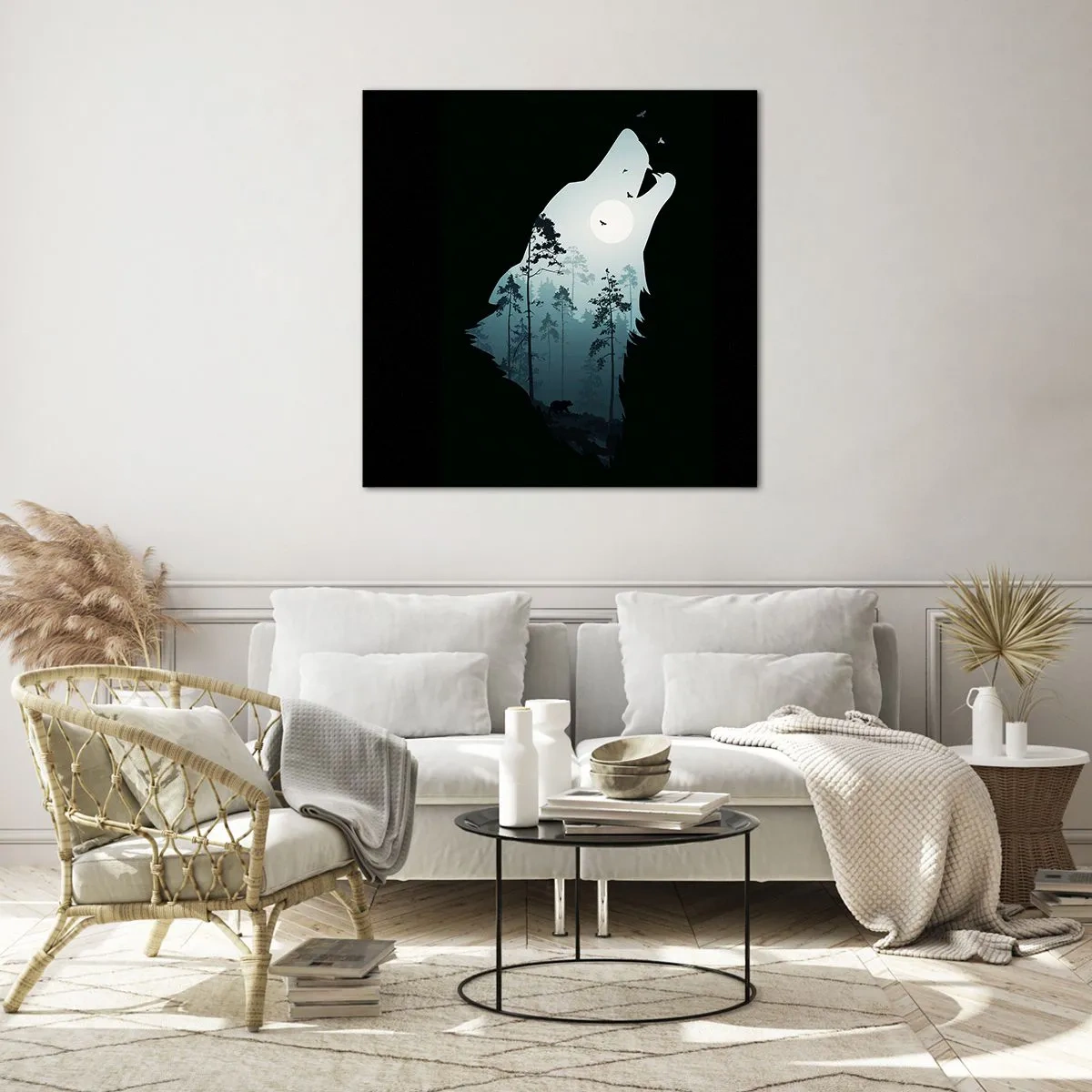 Glass picture - Sound of a Night Forest - 70x70 cm