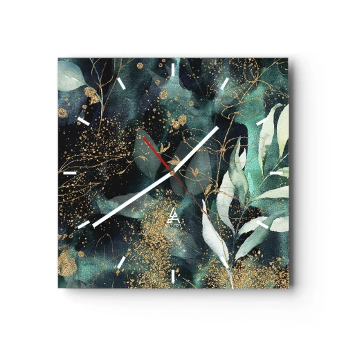 Wall clock - Clock on glass - Enchanted Garden - 30x30 cm