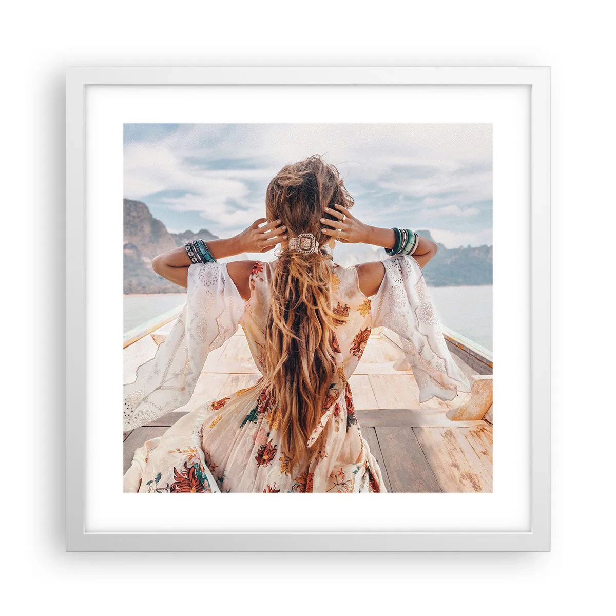 Poster in white frmae - On the Way to Happiness - 40x40 cm