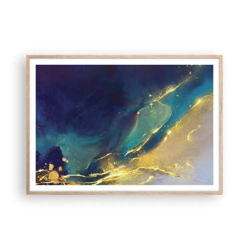 Poster in light oak frame - Golden Flood - 100x70 cm