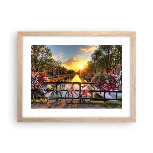 Poster in light oak frame - Spring Morning in Amsterdam - 40x30 cm