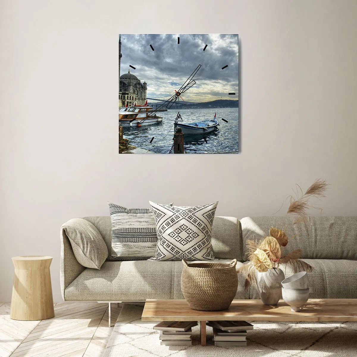 Wall clock - Clock on glass - Between Worlds - 30x30 cm