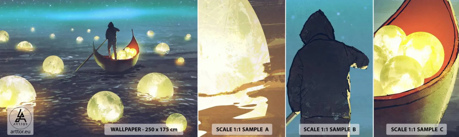 Photo Wallpaper Sample Standard Eco - Things that Philosophers Did Not Dream About - Abstraction, Fantasy, Boat - 100x30 cm