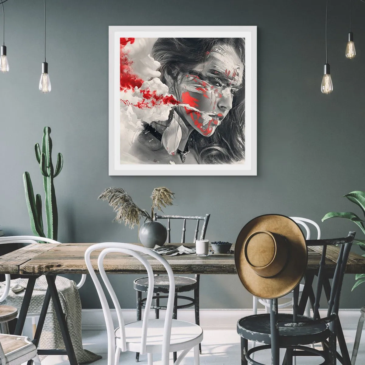 Poster in white frmae - Smoke of Absurdity - 60x60 cm