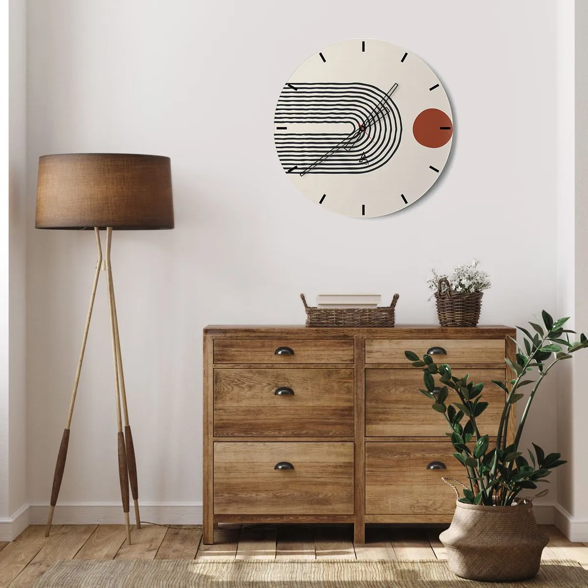 Wall clock - Clock on glass - Magnetism of Shapes and Colours - 40x40 cm