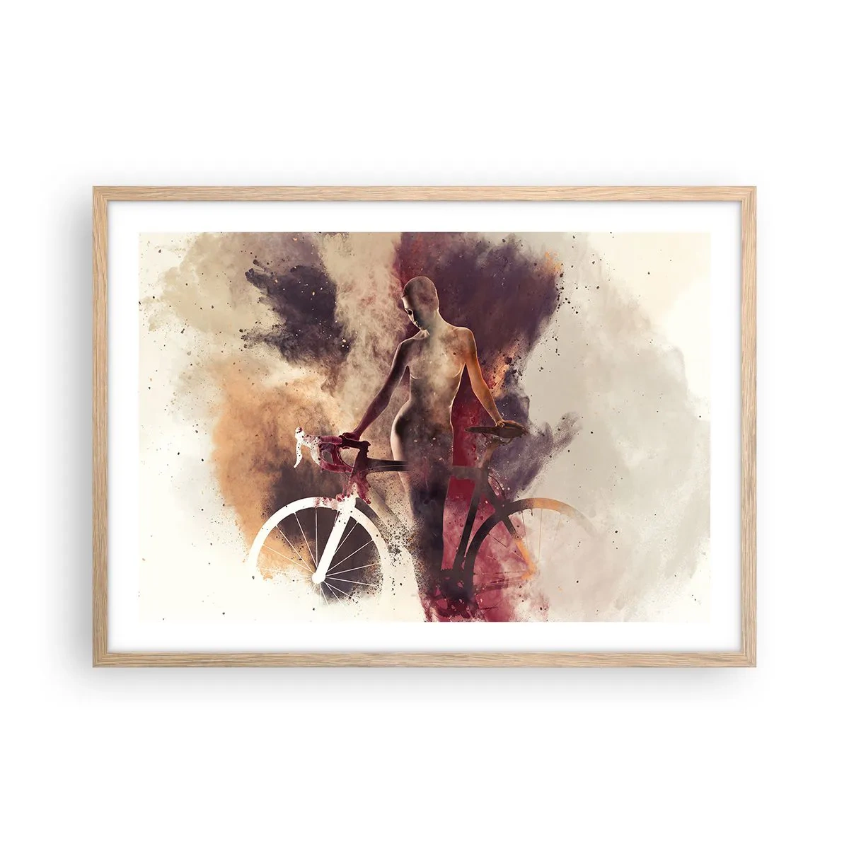 Poster in light oak frame - Marble Sculpted Biker's Soul - 70x50 cm