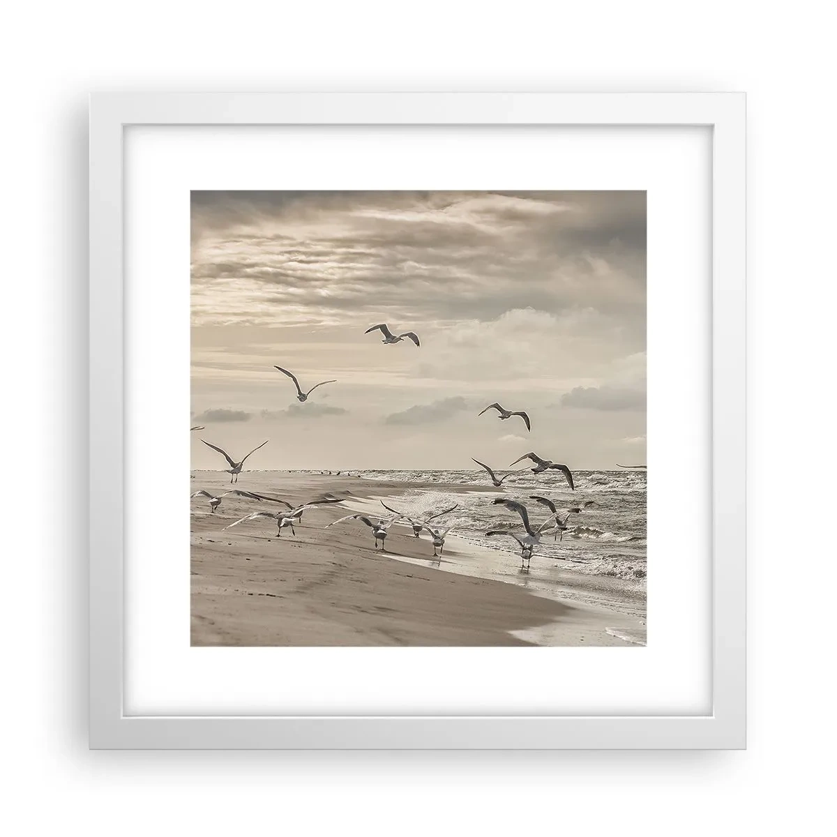 Poster in white frmae - Sound of the Sea, Singing of the Birds - 30x30 cm
