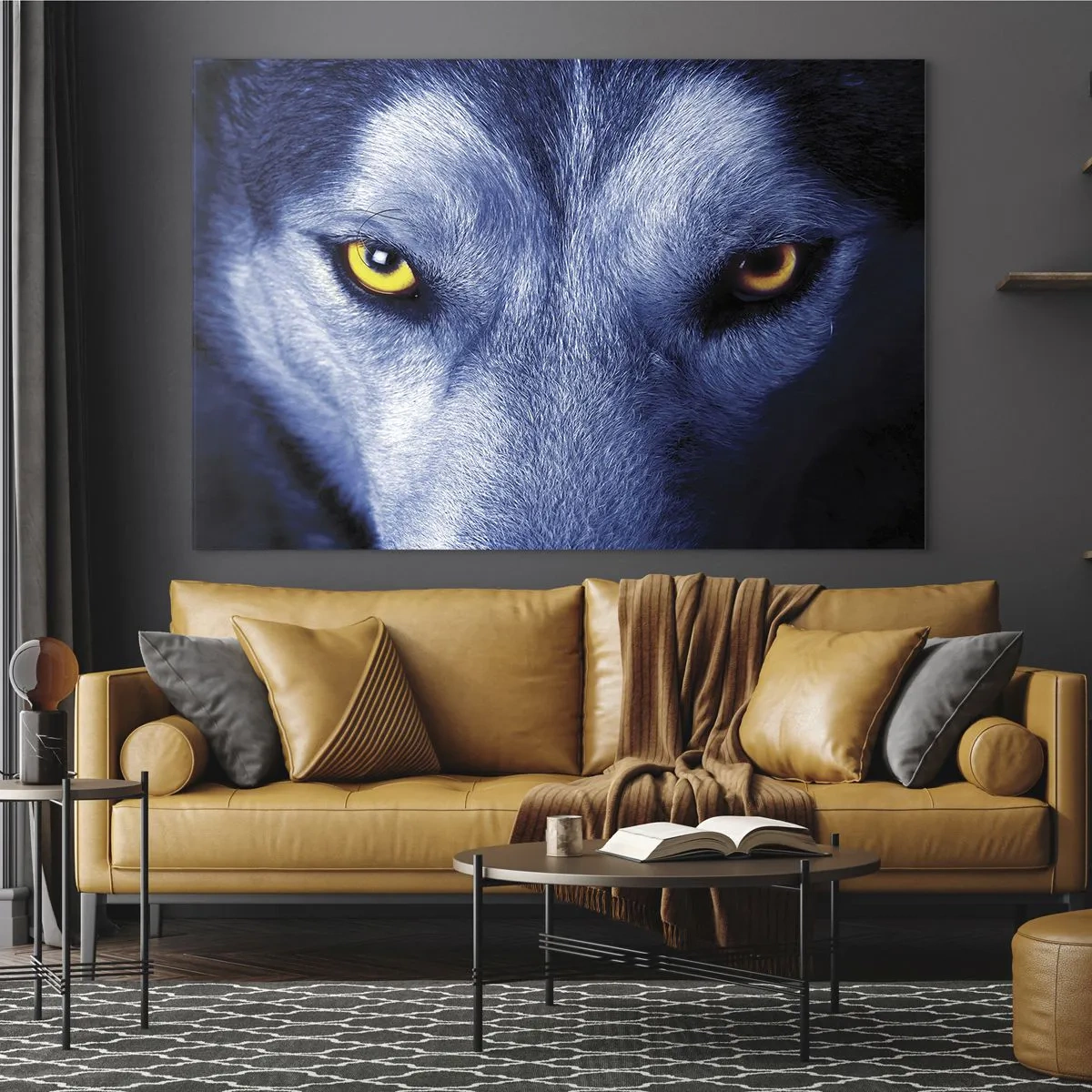 Glass picture - The mesmerizing gaze of a wolf - 70x50cm - Mesmerising Look - Modern wall decoration for the living room and bedroom ARTTOR