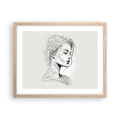 Poster in light oak frame - Portrait in Thoughts - 50x40 cm