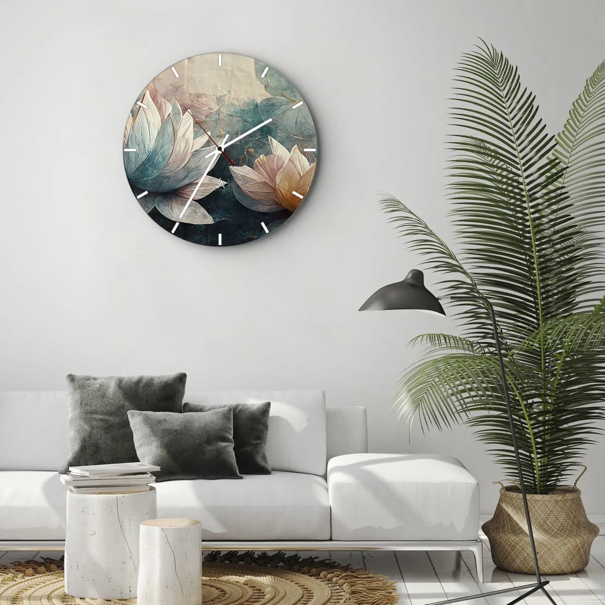 Wall clock - Clock on glass - Stars of the Lake - 40x40 cm