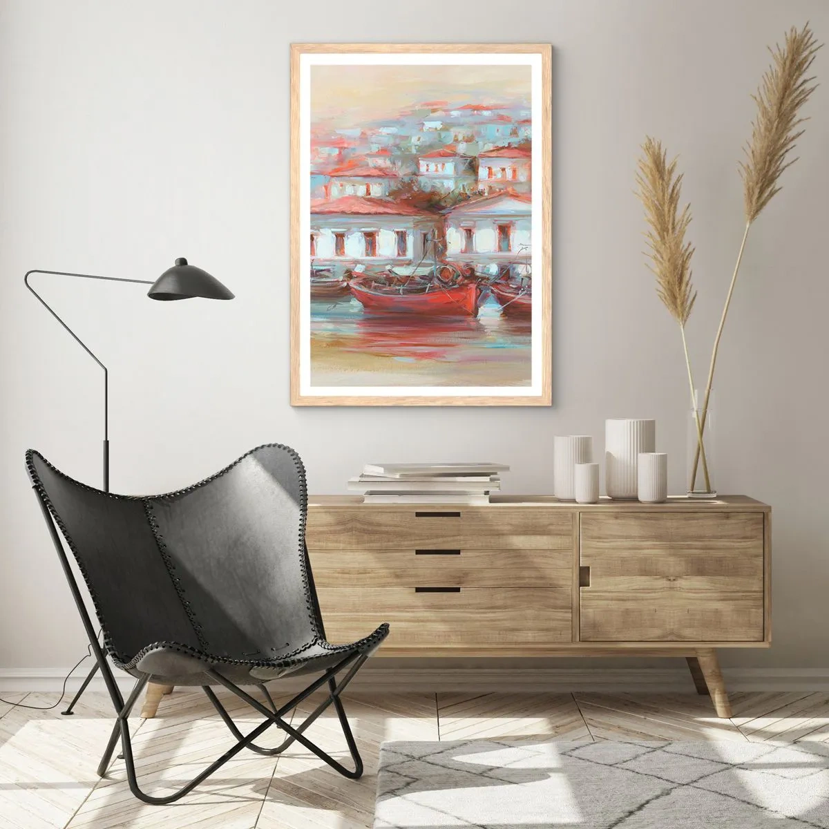 Poster in light oak frame - Happy Town - 61x91 cm