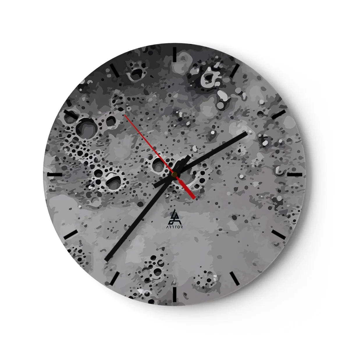 Wall clock - Clock on glass - Like a Moon Landscape - 40x40 cm