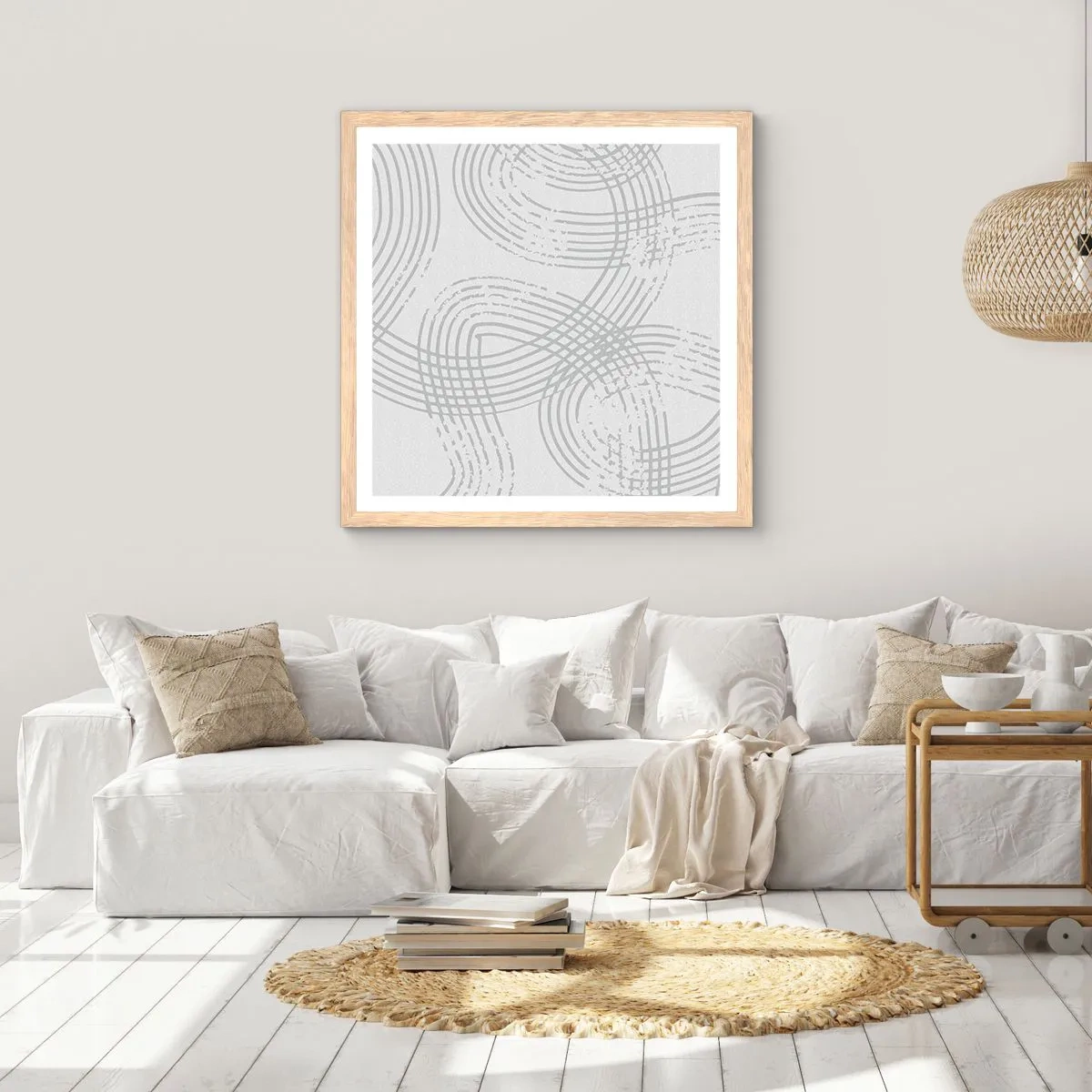 Poster in light oak frame - No Straight Line - 50x50 cm