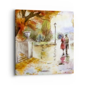 Canvas picture - Romantic Autumn in a Park - 40x40 cm